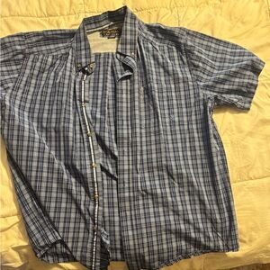 Ariat Blue and White Plaid Button Down Shirt